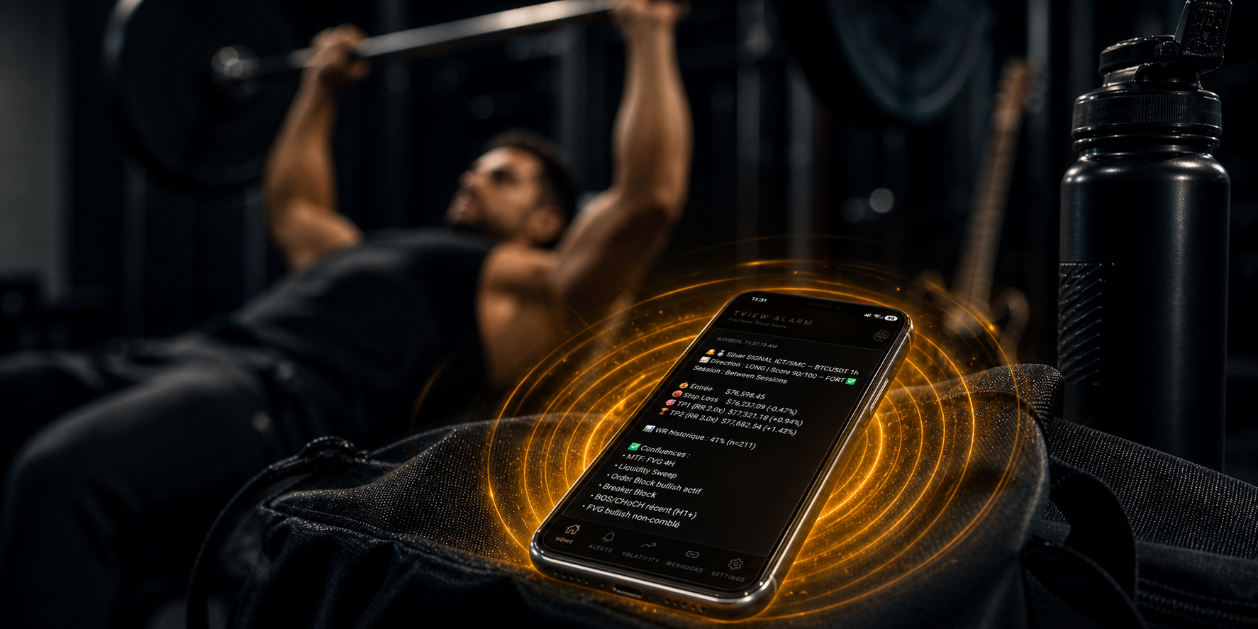 Athlete training while phone alerts trigger