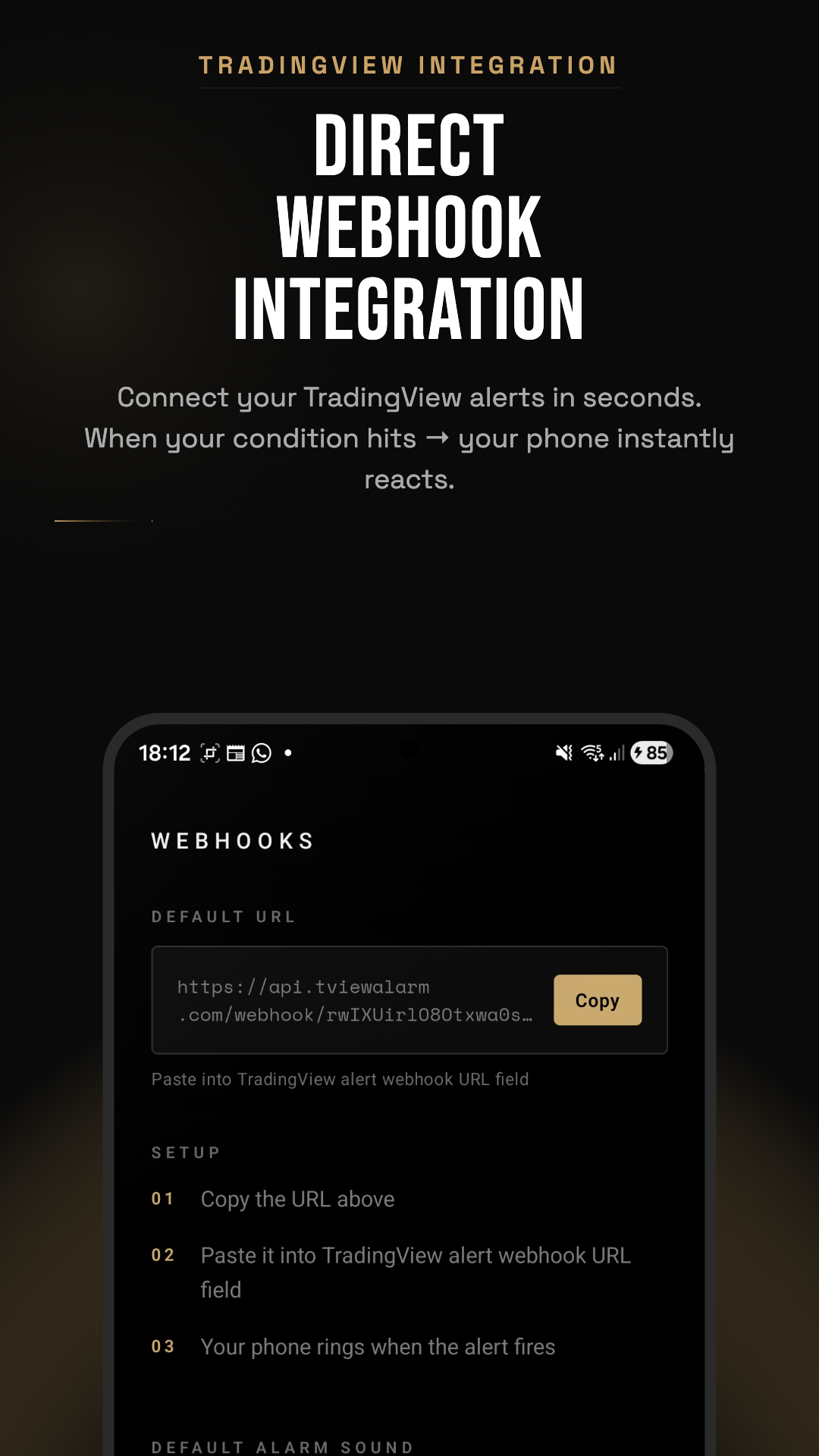 Webhook integration screen
